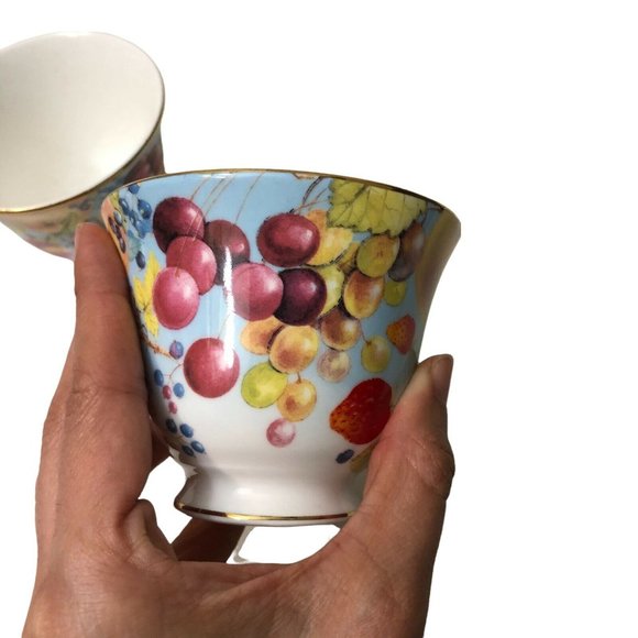 Duchess Fine English Bone China Fruit Pattern Gold Trim Tea Cups 3 Piece Art - Picture 2 of 9